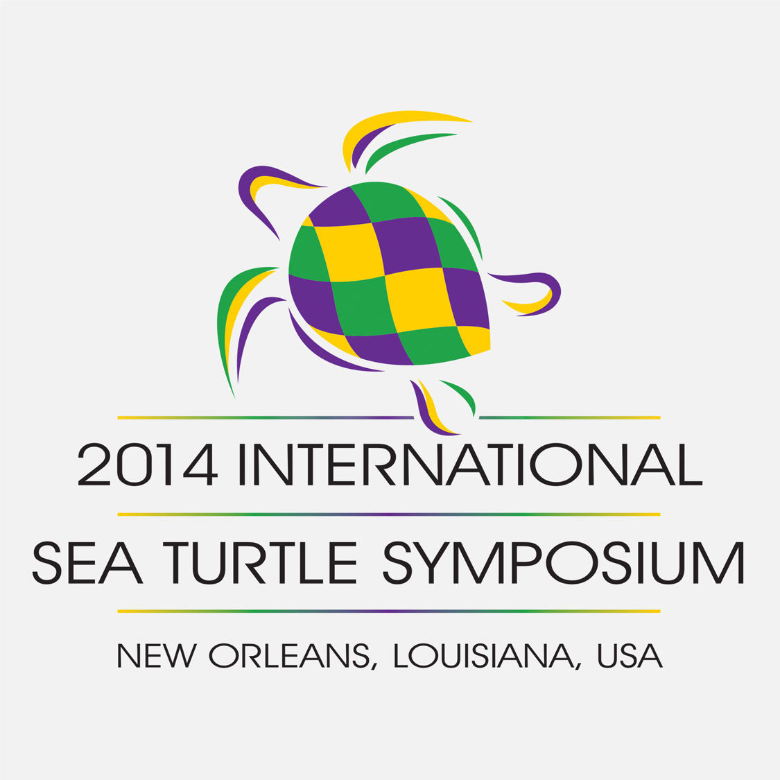 34th annual sea turtle symposium held in New Orleans, Louisianna. The logo depicts a Mardi Gras style sea turtle.