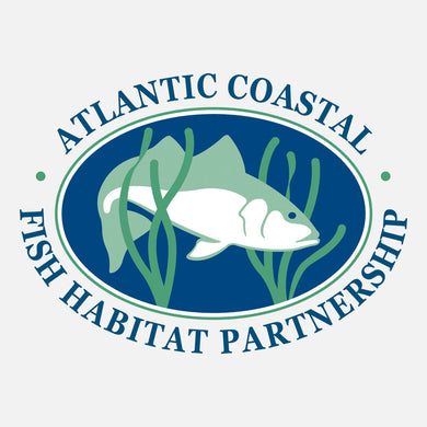 A coast-wide collaborative effort to accelerate the conservation of habitat for native Atlantic coastal, estuarine-dependent, and diadromous fishes. The logo is a graphic fish in seagrass habitat.