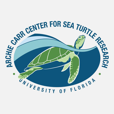 The Center's mission is to conduct research in all aspects of the biology of sea turtles, to educate students, and to further marine conservation. The logo is a graphic of a sea turtle breathing at the surface.