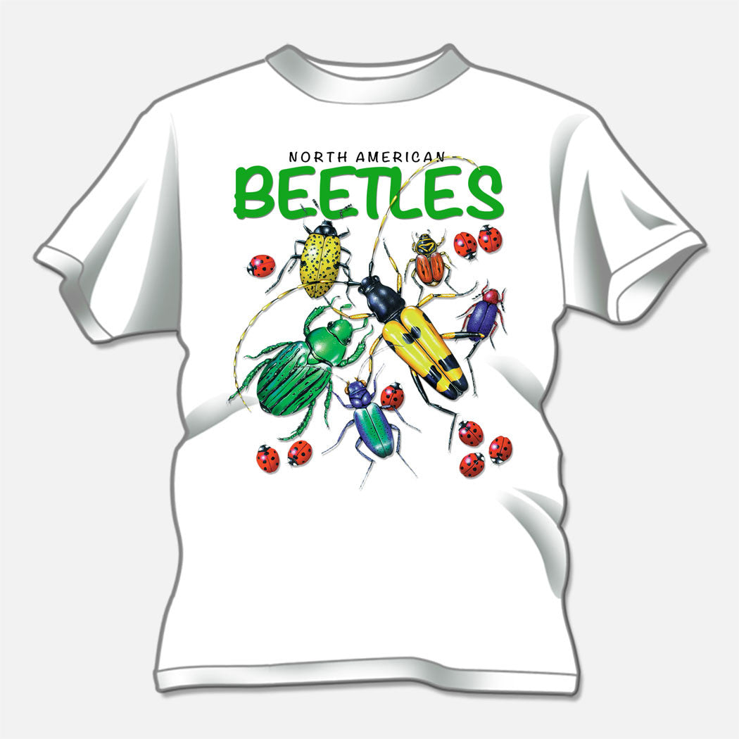 North American Beetles designed for a t-shirt design studio. The design is of several colorful beetles.