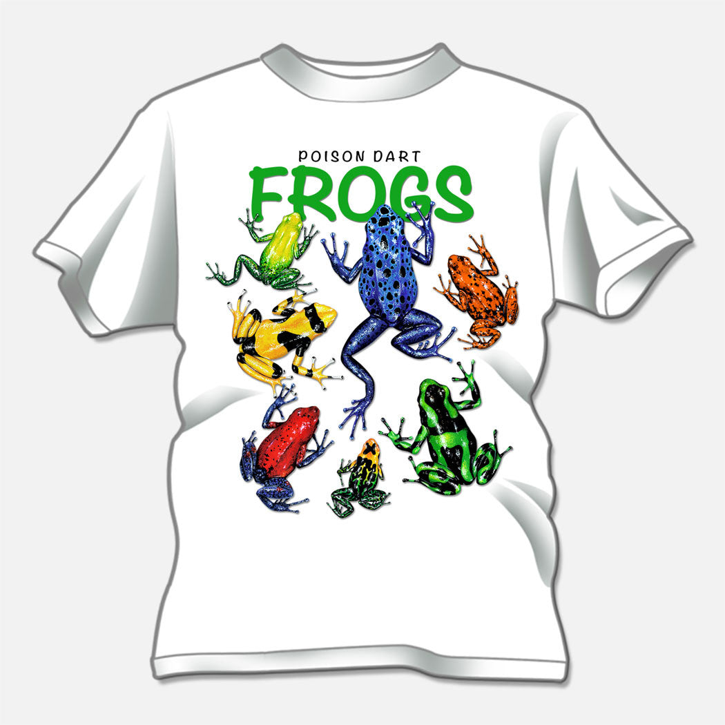 Poison Dart Frogs designed for a t-shirt design studio. The design of several colorful poison dart frogs.