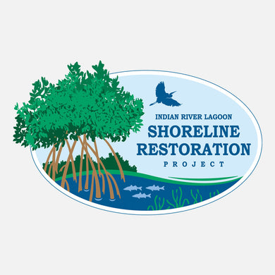 The Indian River Lagoon Shoreline Restoration Project logo was designed for the Florida Department of Environmental Protection. The logo is a graphic of mangroves at the shoreline.