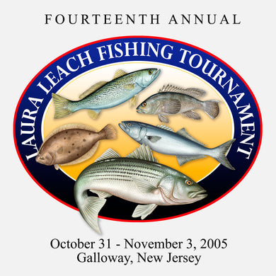 The 14th annual fishing tournament was held in Galloway, New Jersey, 2005. The logo is of several fish within an oval.