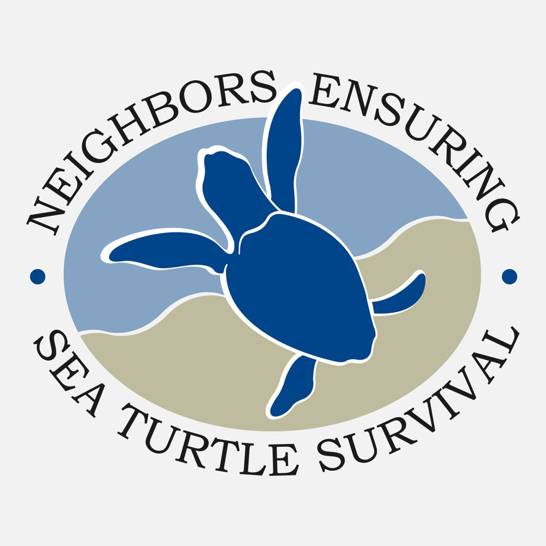 NESTS - Neighbors Ensuring Sea Turtle is a free, community-based educational outreach program that encourages the public and businesses to engage in simple activities that benefit nesting sea turtles, their nests, and their hatchlings. The logo is a graphic of a hatchling sea turtle entering the water. 
