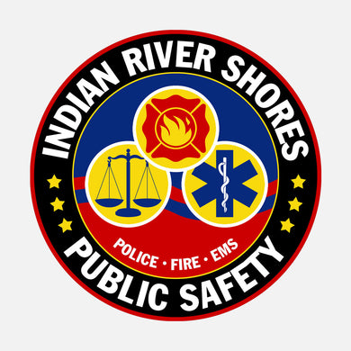 Public safety logo for Indian River County, Florida. The logo is a graphic that contains judicial, fire, and medical logos.