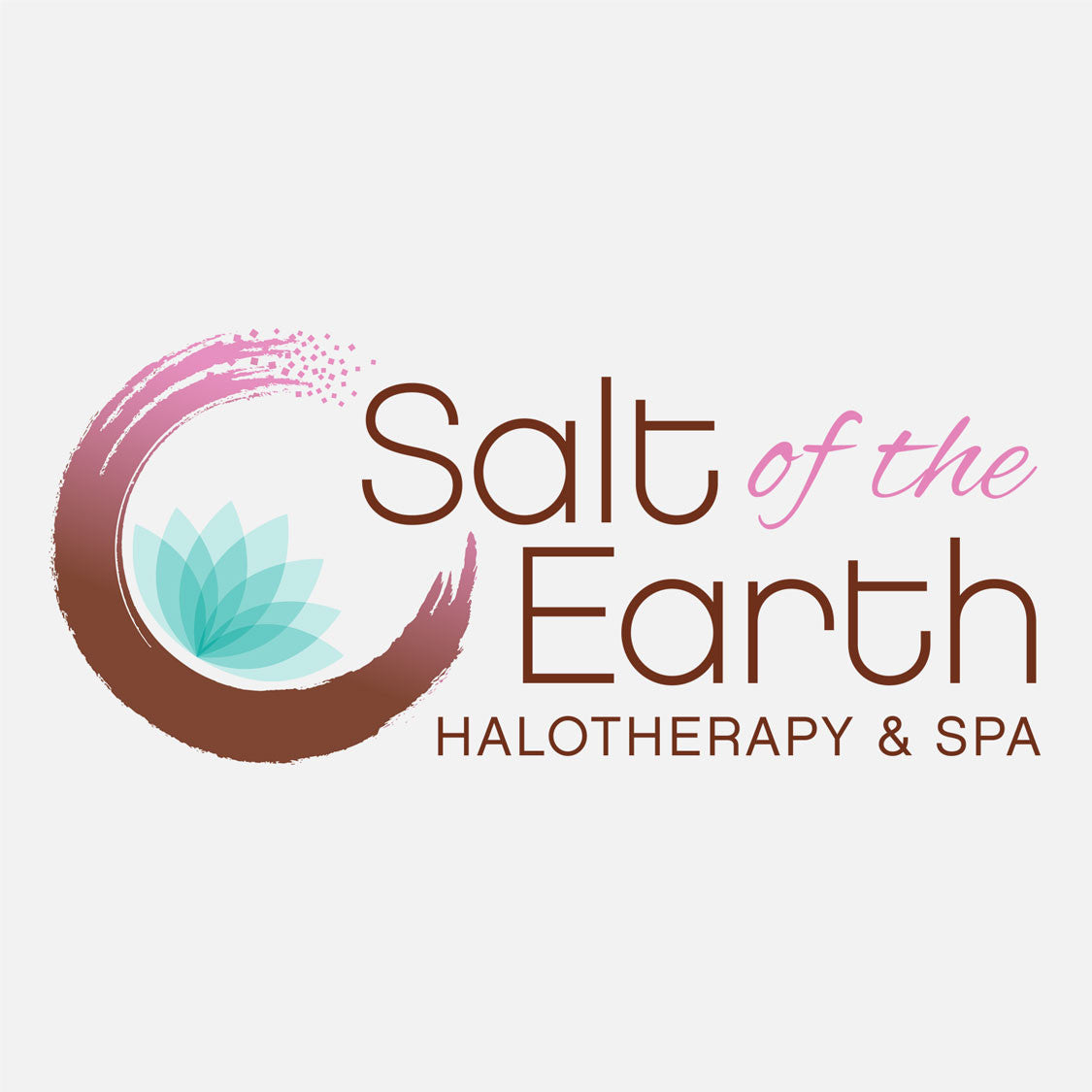 Salt of the Earth Spa and Halotherapy is an intimate wellness center, Jensen Beach, Florida. The logo is a graphic of a lotus within a loose circle.