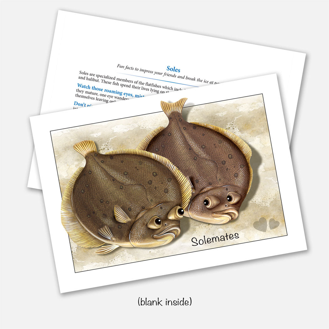 The card's image is of a pair of soles (fish) with the subhead 